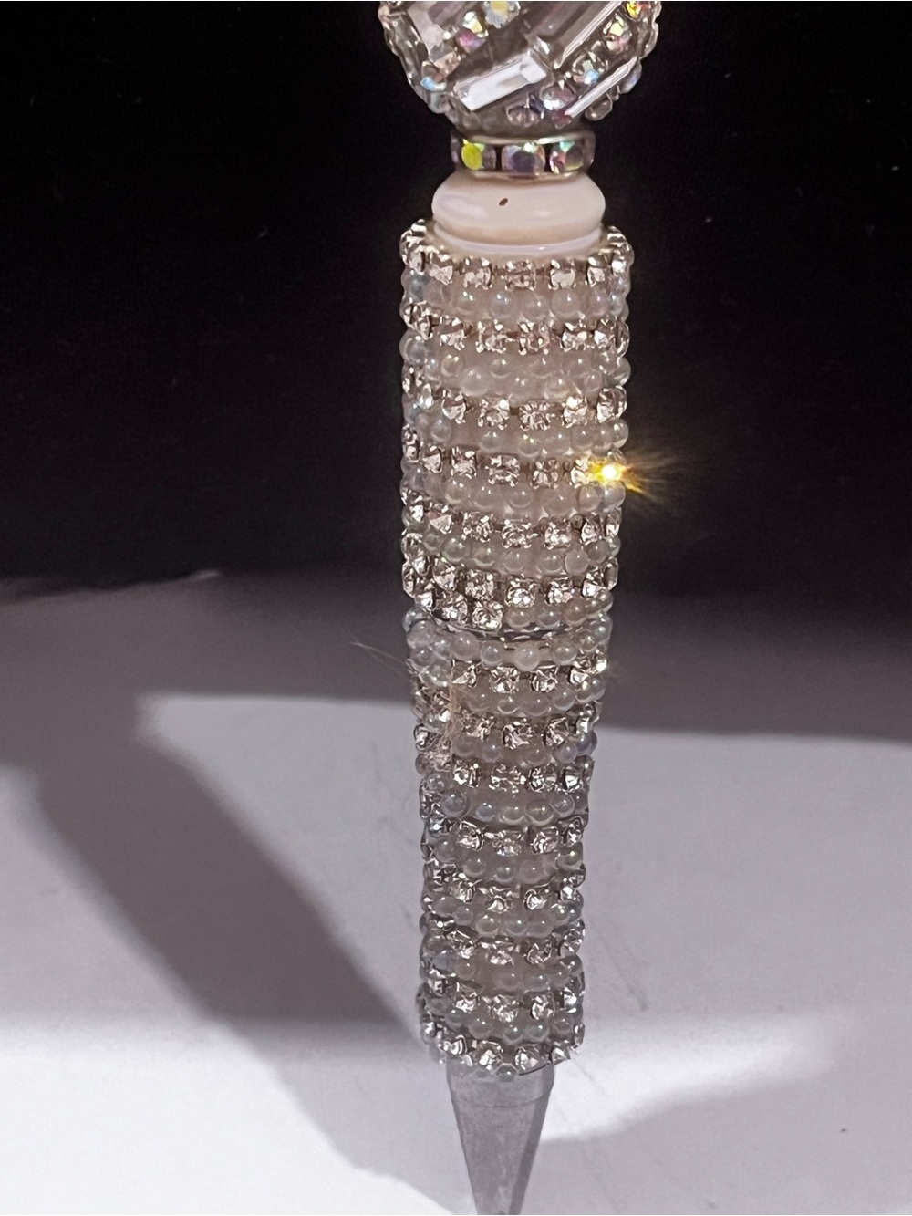 Fashion Designer ultra luxe Silver Crystal Logo focal fancy beaded pen - Picture 5 of 8